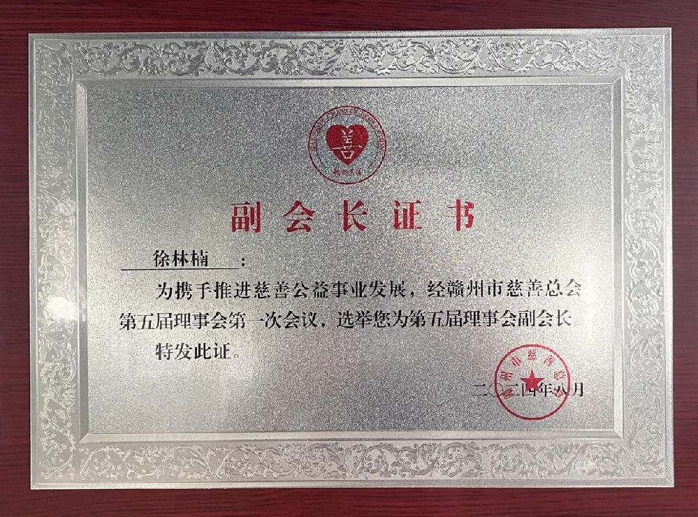 憶源科技董事長、總經(jīng)理徐林楠當(dāng)選贛州市慈善總會(huì)副會(huì)長